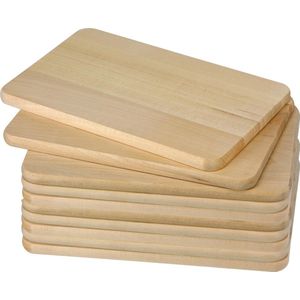 10x Houten ontbijtplankjes/snijplankjes set 21,5 x 13,5 cm - 21,5 x 13,5 x 1 cm - Snijplanken