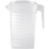 PlasticForte Waterkan met deksel - 1 liter - transparant - kunststof - schenkkan karaf