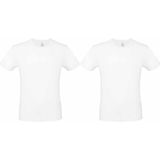 B&C - T-shirt - Wit - Katoen - Set van 3 Stuks