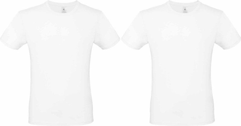 B&C - T-shirt - Wit - Katoen - Set van 3 Stuks