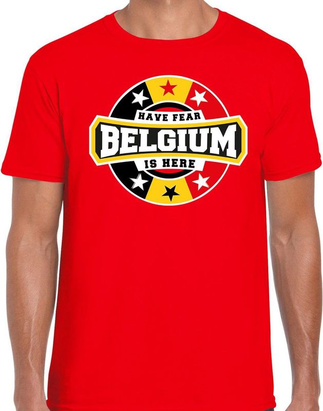 Bellatio Decorations - T-shirt - Rood - Have Fear Belgium Is Here - Heren