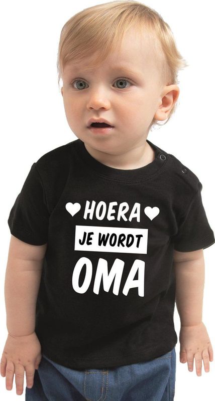 Hoera je wordt oma cadeau t-shirt zwart voor baby kinderen - jongen meisje 62