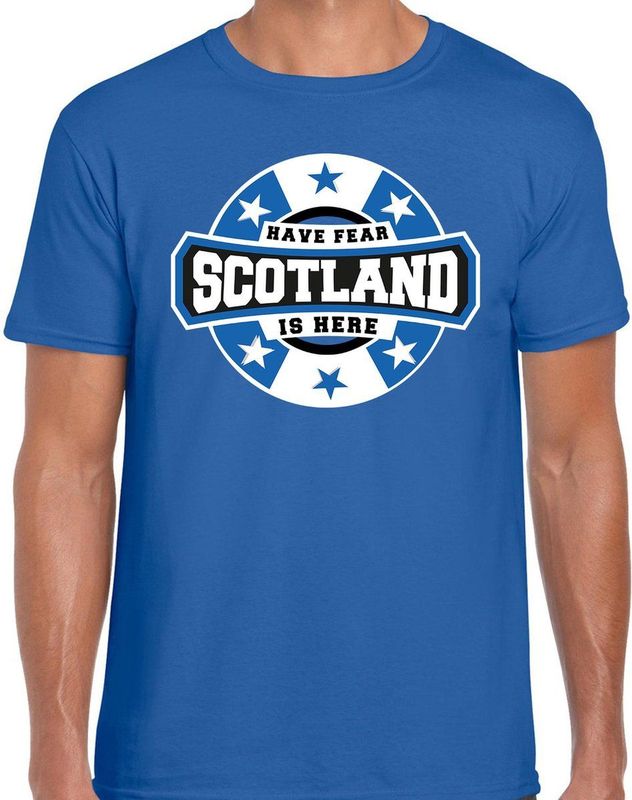Sportshirt - Blauw - Katoen - HAVE FEAR SCOTLAND IS HERE