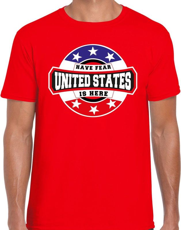 T-shirt - Rood - Katoen - HAVE FEAR UNITED STATES IS HERE
