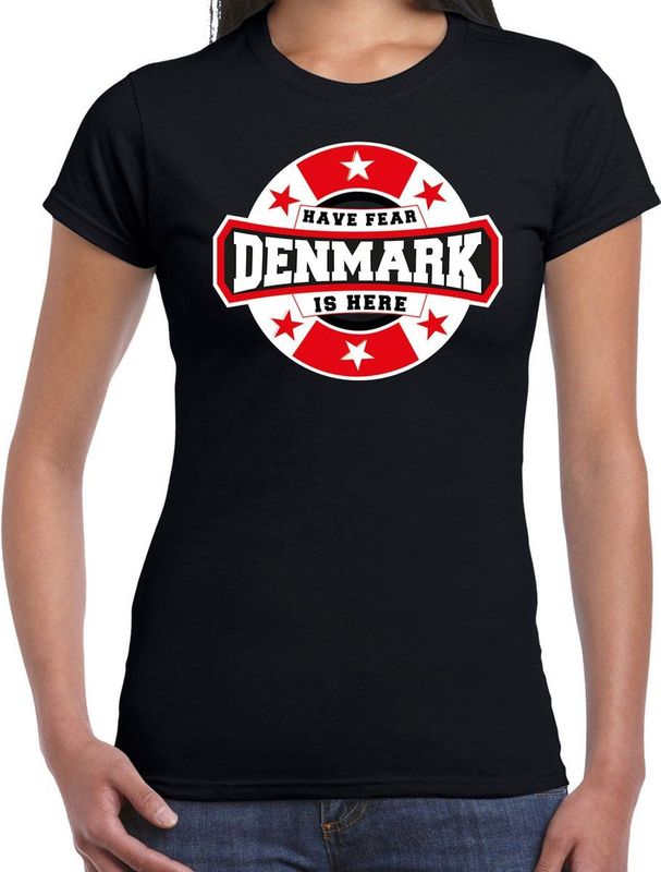 Sportshirt - Zwart - 100% Katoen - Voor Denemarken Supporters