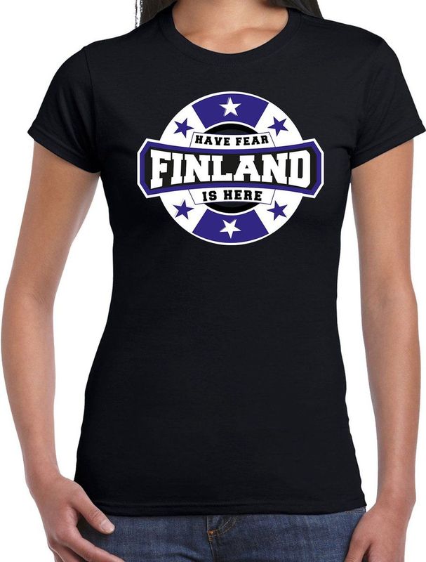 Bellatio Decorations - T-shirt - Zwart - Have Fear Finland Is Here - Dames