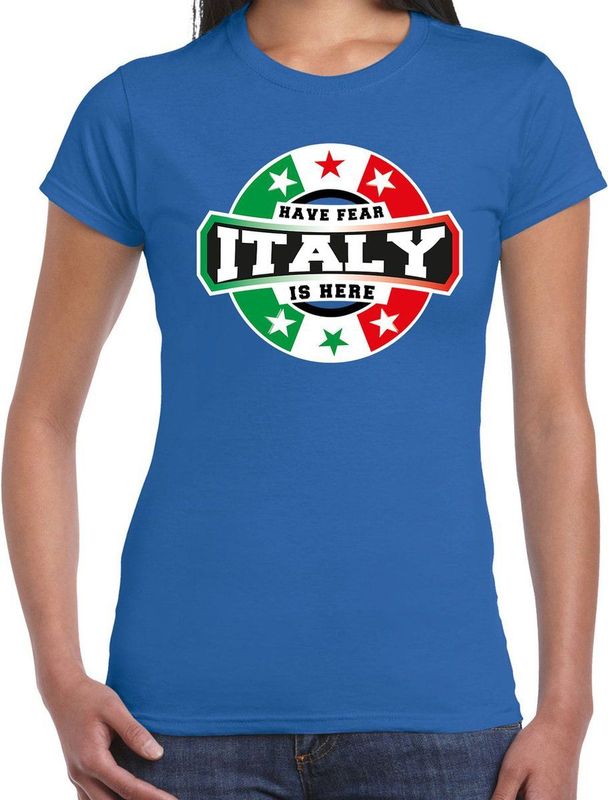 Bellatio Decorations - Have Fear Italy Is Here - T-shirt - Blauw - Dames - Italië Supporter