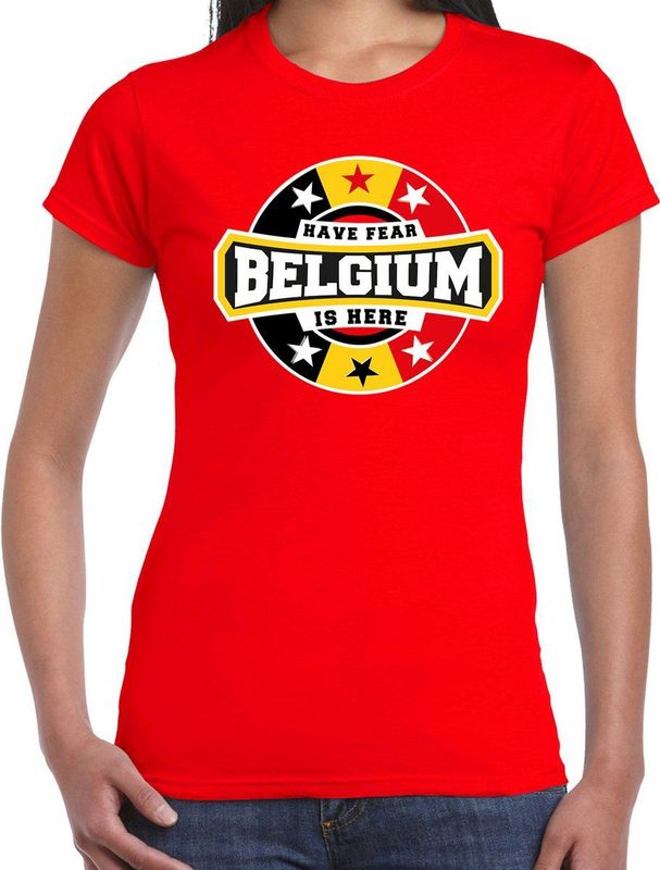 Bellatio Decorations - T-shirt - Rood - Have Fear Belgium Is Here - Dames