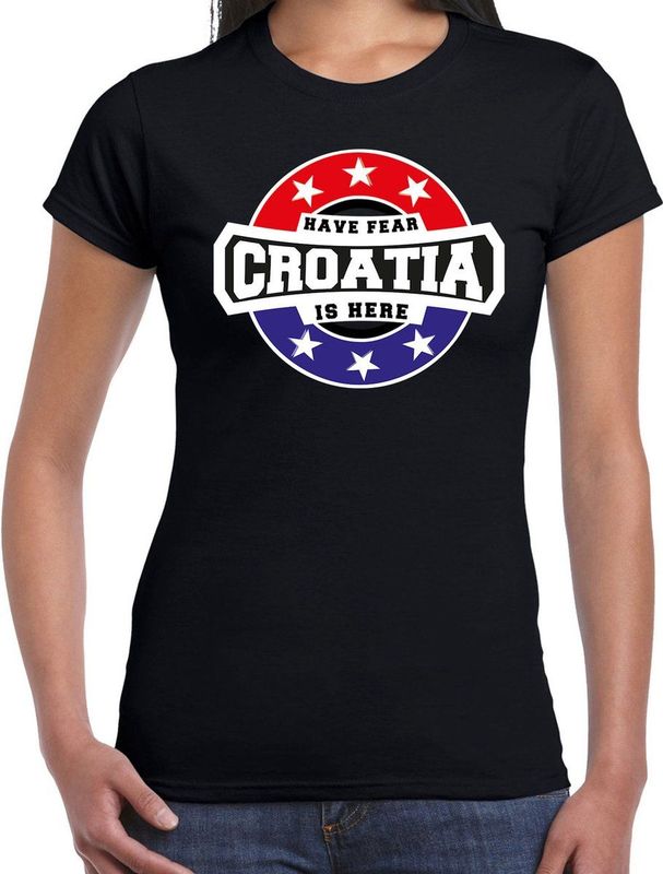 T-shirt - Zwart - Katoen - Have Fear Croatia Is Here
