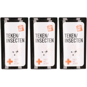 3x Stuks tekentangen/tekenpincetten mini EHBO setje/kit - Teek/teken verwijderen set