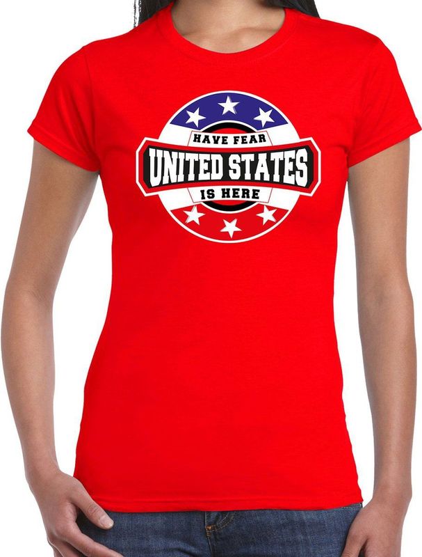 Bellatio Decorations - T-Shirt - Rood - Katoen - Voor Amerika Supporters