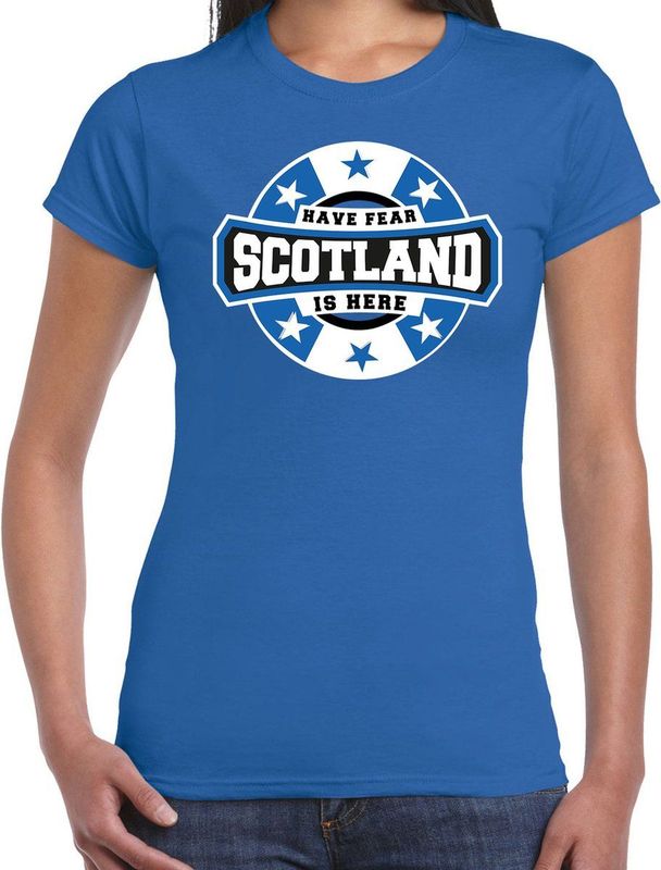 Bellatio Decorations - Have Fear Scotland Is Here - T-shirt - Blauw - Dames