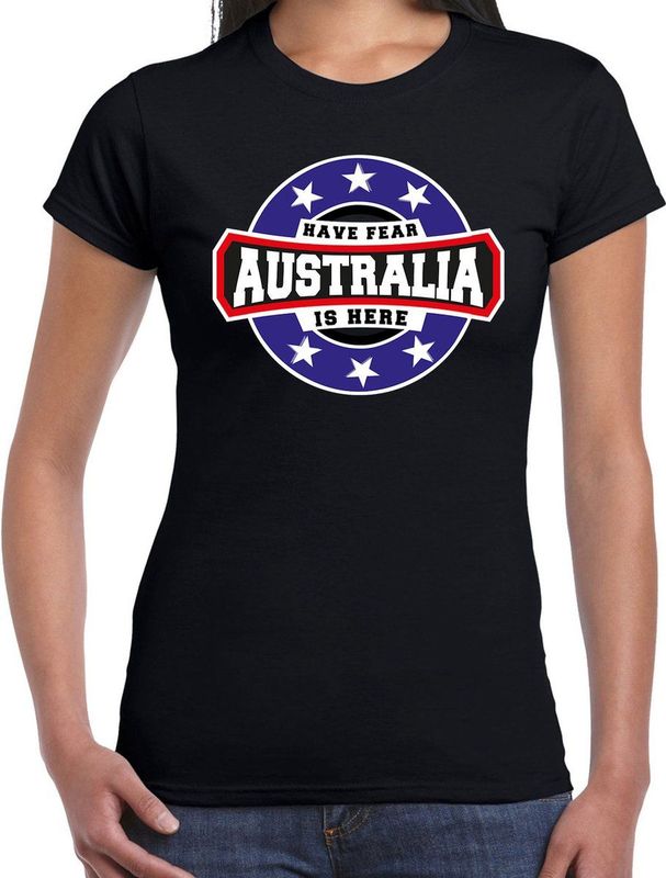 Sportshirt - Zwart - Katoen - Have Fear Australia Is Here