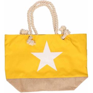 Strandtas geel met witte ster 55 cm