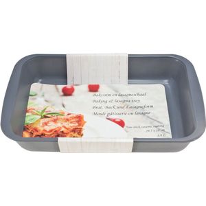 1x Grijze rechthoekige glazen ovenschaal 1,8 liter 29,5 x 18 x 5 cm - Ovenschotel schalen - Bakvorm - Ovenschalen