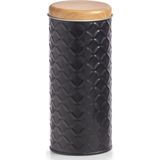 Zeller Bewaarblik voor koffiepads 2x zwart metaal 7,5 x 18 1 liter voorraadpot