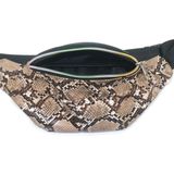Zwart/bruin slangenprint heuptasje/schoudertasje 32 cm voor meisjes/dames - Festival fanny pack/bum bag
