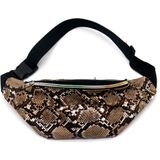 Zwart/bruin slangenprint heuptasje/schoudertasje 32 cm voor meisjes/dames - Festival fanny pack/bum bag