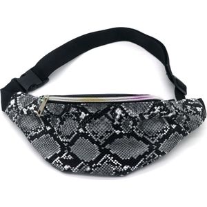 Zwart/grijs slangenprint heuptasje/schoudertasje 32 cm voor meisjes/dames - Festival fanny pack/bum bag