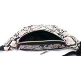 Zwart/roze slangenprint heuptasje/schoudertasje 32 cm voor meisjes/dames - Festival fanny pack/bum bag