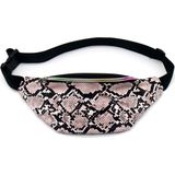 Zwart/roze slangenprint heuptasje/schoudertasje 32 cm voor meisjes/dames - Festival fanny pack/bum bag