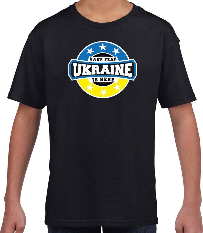 T-shirt - Zwart - 100% Katoen - Have Fear Ukraine Is Here
