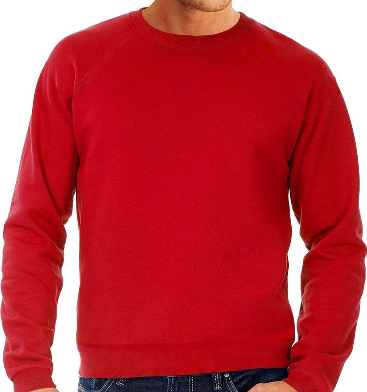 Rode sweater / sweatshirt trui met raglan mouwen en ronde hals voor heren - rood - basic sweaters
