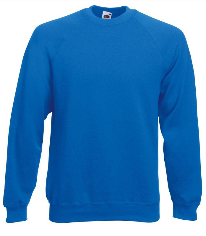 Fruit of the Loom - Sweater - Blauw - Heren - Raglan Mouwen - Ronde Hals - Katoen