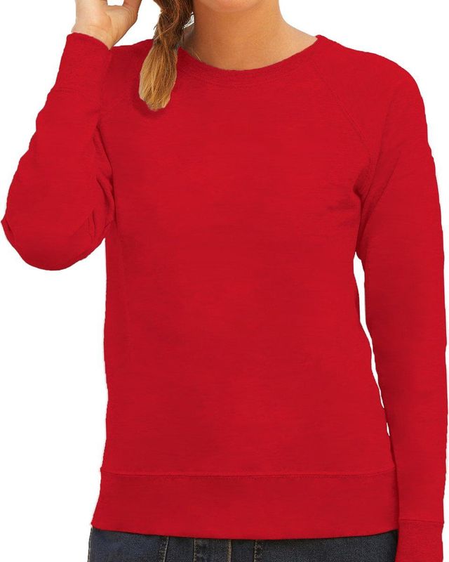 Rode sweater / sweatshirt trui met raglan mouwen en ronde hals voor dames - rood - basic sweaters