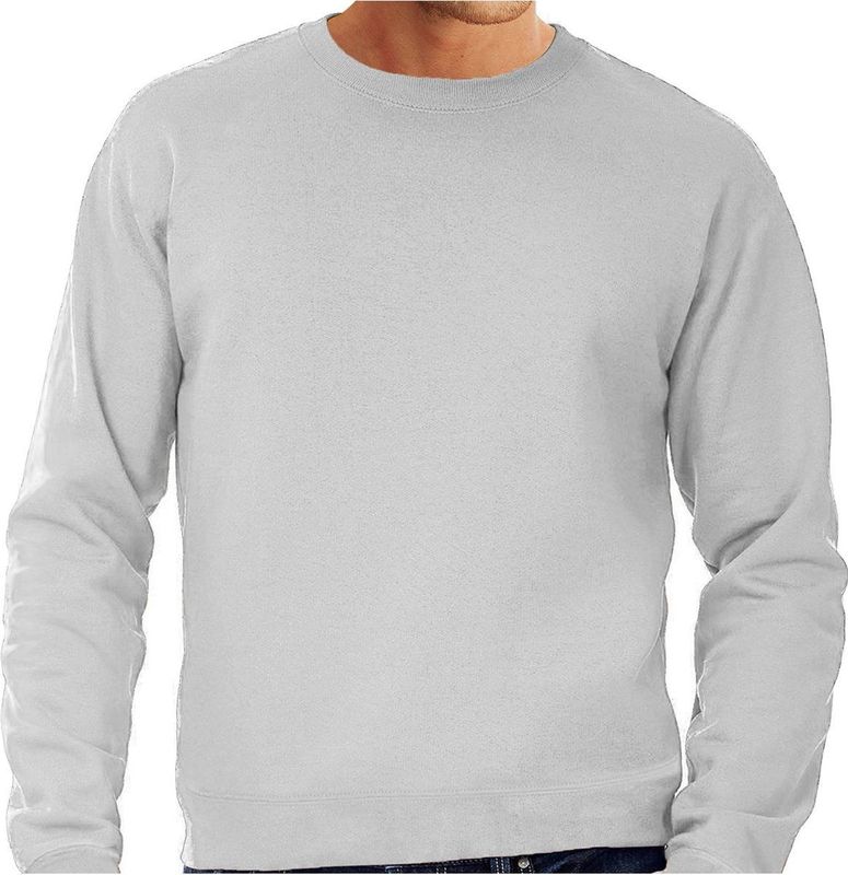 Grote maten sweater / sweatshirt trui grijs met ronde hals voor heren - grijze - basic sweaters