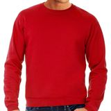 Grote maten sweater / sweatshirt trui rood met ronde hals voor heren - rode - basic sweaters