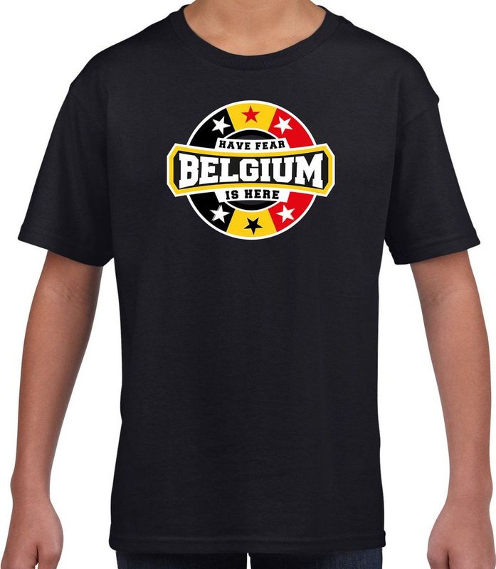 Bellatio Decorations - Have Fear Belgium Is Here - T-shirt - Zwart - Kids - België Supporter