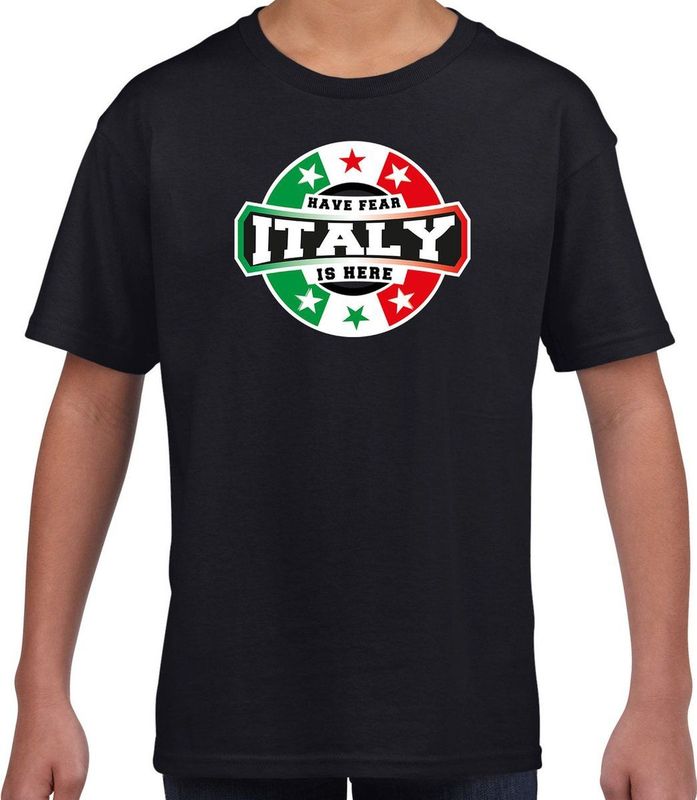 T-shirt - Zwart - Katoen - HAVE FEAR ITALY IS HERE