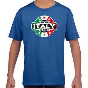 T-shirt - Blauw - Katoen - Voor Kinderen - Italië Supporters