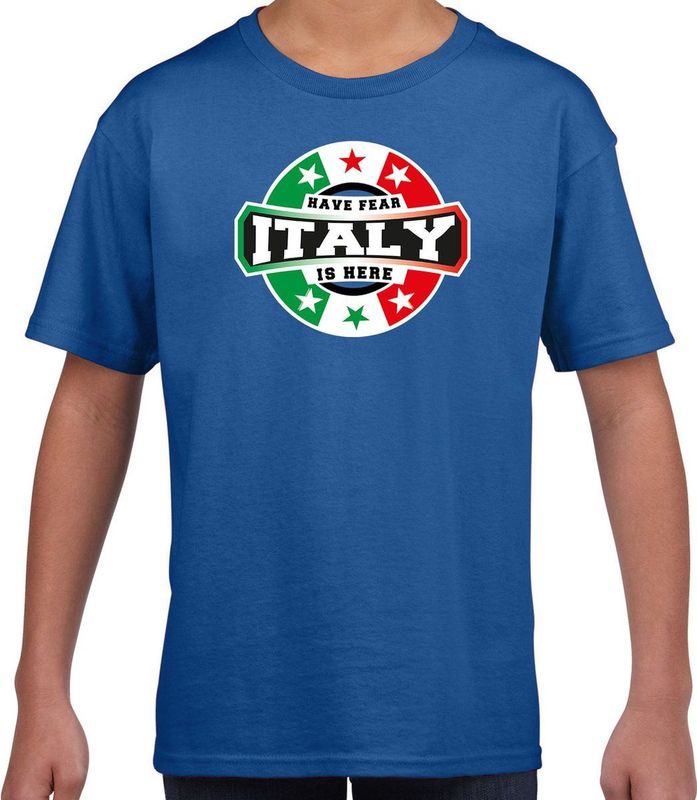 T-shirt - Blauw - Katoen - Voor Kinderen - Italië Supporters