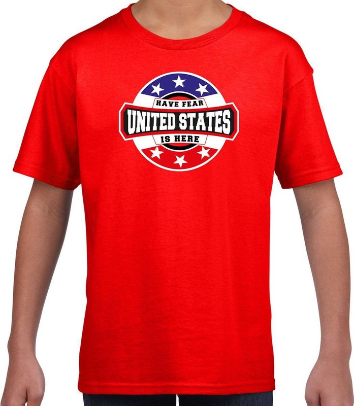 Bellatio Decorations - T-shirt - Rood - Amerika Supporter - Kinderen