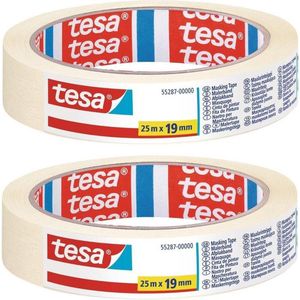 Pakket van 8x stuks rolletjes afplaktape/schilderstape 19 mm x 25 m - Verf afplakband/tape - Maskeertape - Tesa Masking tape