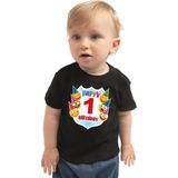 Bellatio Decorations - T-shirt - Zwart - Katoen - Happy Birthday 1 Jaar