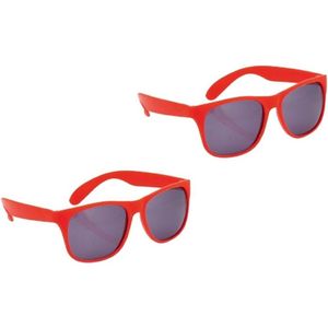 Set van 2x stuks voordelige rode verkleed zonnebrillen voor volwassenen