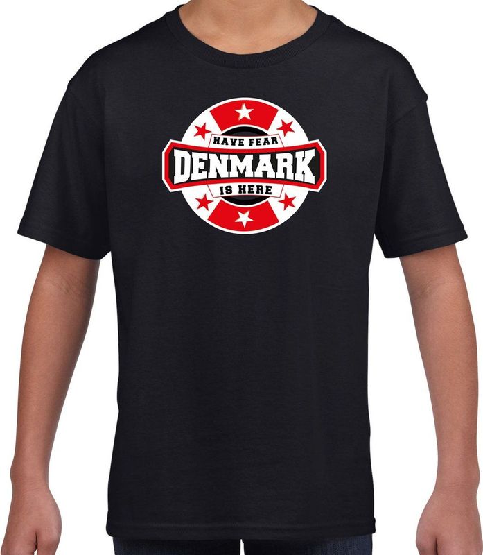 Have Fear - Denmark Is Here - T-shirt - Zwart - Kids - Denemarken Supporter