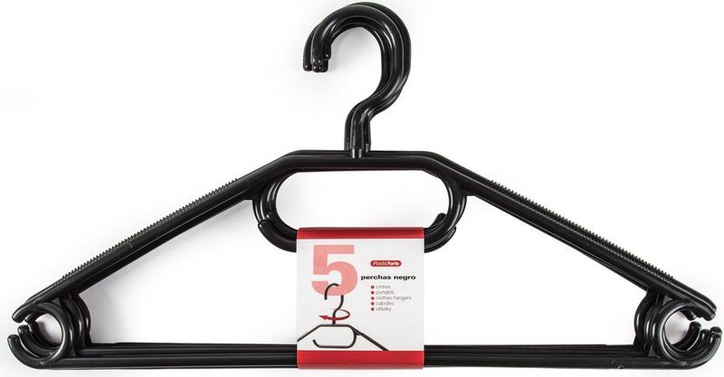 PlasticForte Kledinghangers - 5 stuks - zwart - kunststof - 40,5 cm - kledingkast opruimen