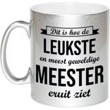 Leukste en meest geweldige meester cadeau mok / beker zilverglanzend 330 ml