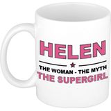 Naam cadeau mok/ beker Helen The woman, The myth the supergirl 300 ml