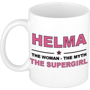 Naam cadeau mok/ beker Helma The woman, The myth the supergirl 300 ml