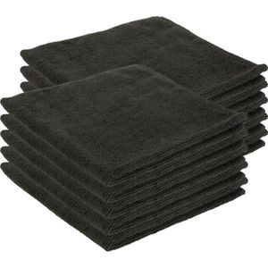 20x Professionele microvezeldoeken/schoonmaakdoeken zwart 40 x 40 cm - Vaatdoekjes - Huishouddoekjes - Bardoeken - Horeca schoonmaakartikelen