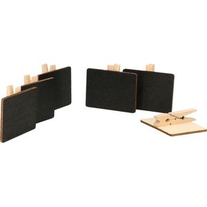 8x Houten rechthoekig krijtbord/schrijfbord op knijper 5 cm - wanddecoratie