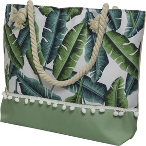 Strandtas met Handvat Groen met Bladeren Polyester 45 X 35 cm