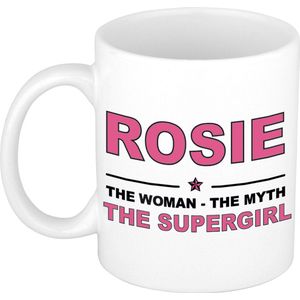 Naam cadeau mok/ beker Rosie The woman, The myth the supergirl 300 ml