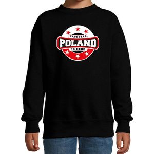 Have fear Poland is here sweater met sterren embleem in de kleuren van de Poolse vlag - zwart - kids - Polen supporter / Pools elftal fan trui / EK / WK / kleding 152/164