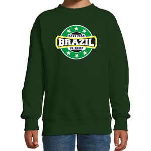 Bellatio Decorations - Brazil is Here - Sweater - Groen - Kids - Braziliaanse Vlag Embleem